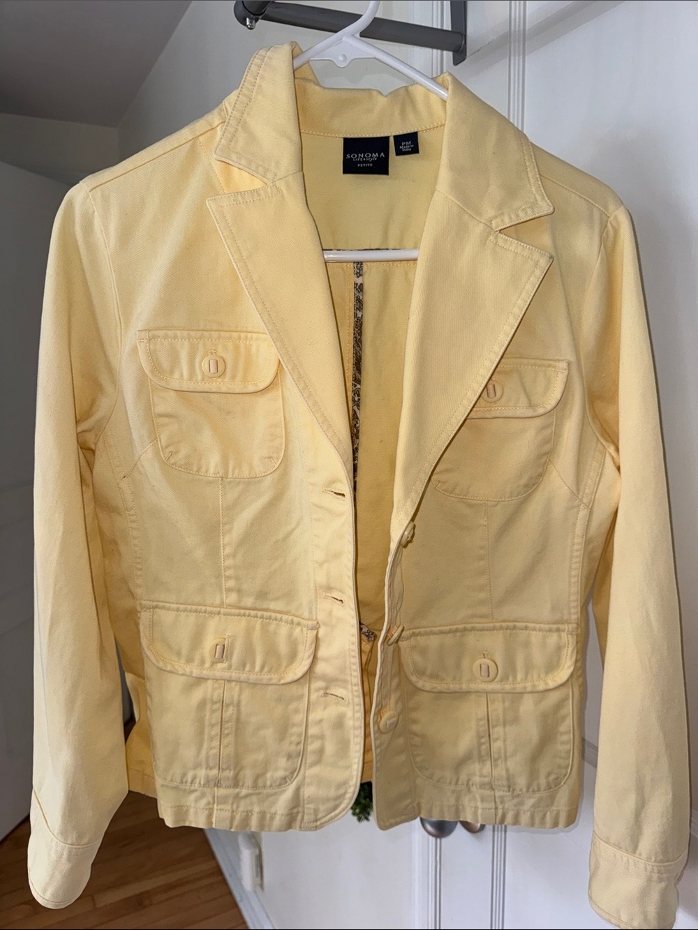 Vintage Sonoma Pale Yellow Utility Blazer Medium Petite
